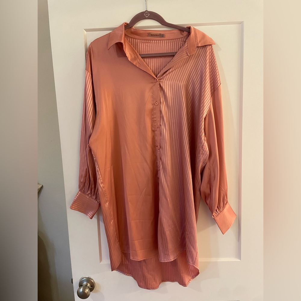 Women's Satin Blouse - Pink